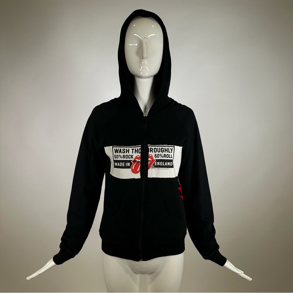2006 Devotion Rolling Stones Graphic Hoodie Long Sleeve Full Zip Up Black Medium